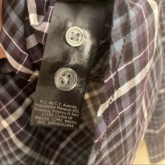 NWOT John Varvatos grid plaid checkered button down shirt - Picture 4 of 6